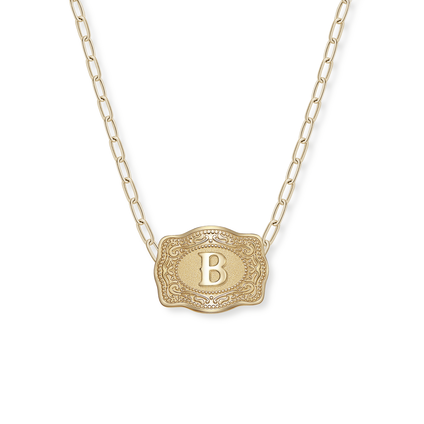 Mini Belt Buckle Necklace (Initial) - Gold