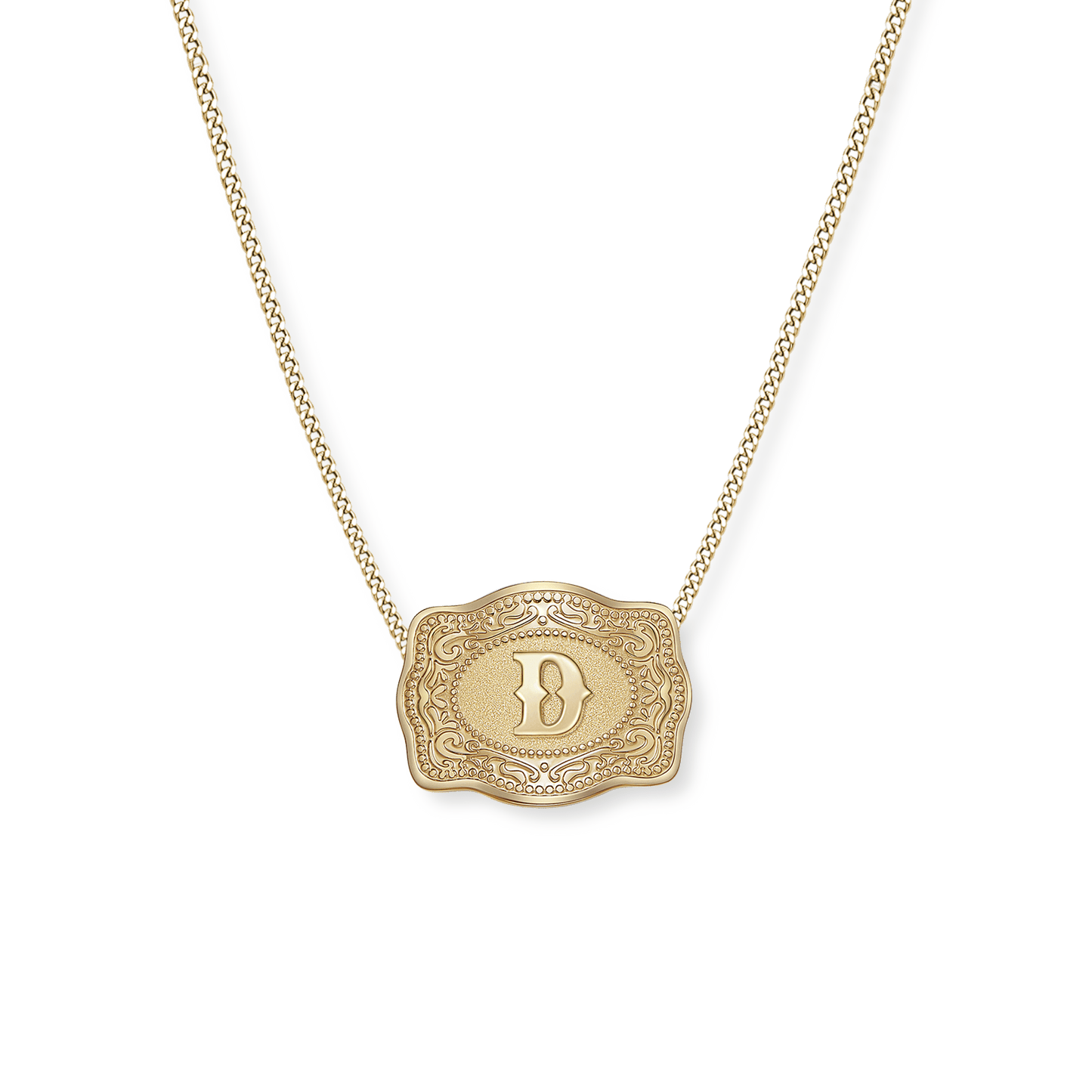 SpurWest Mini Belt Buckle Necklace (Initial) - Gold