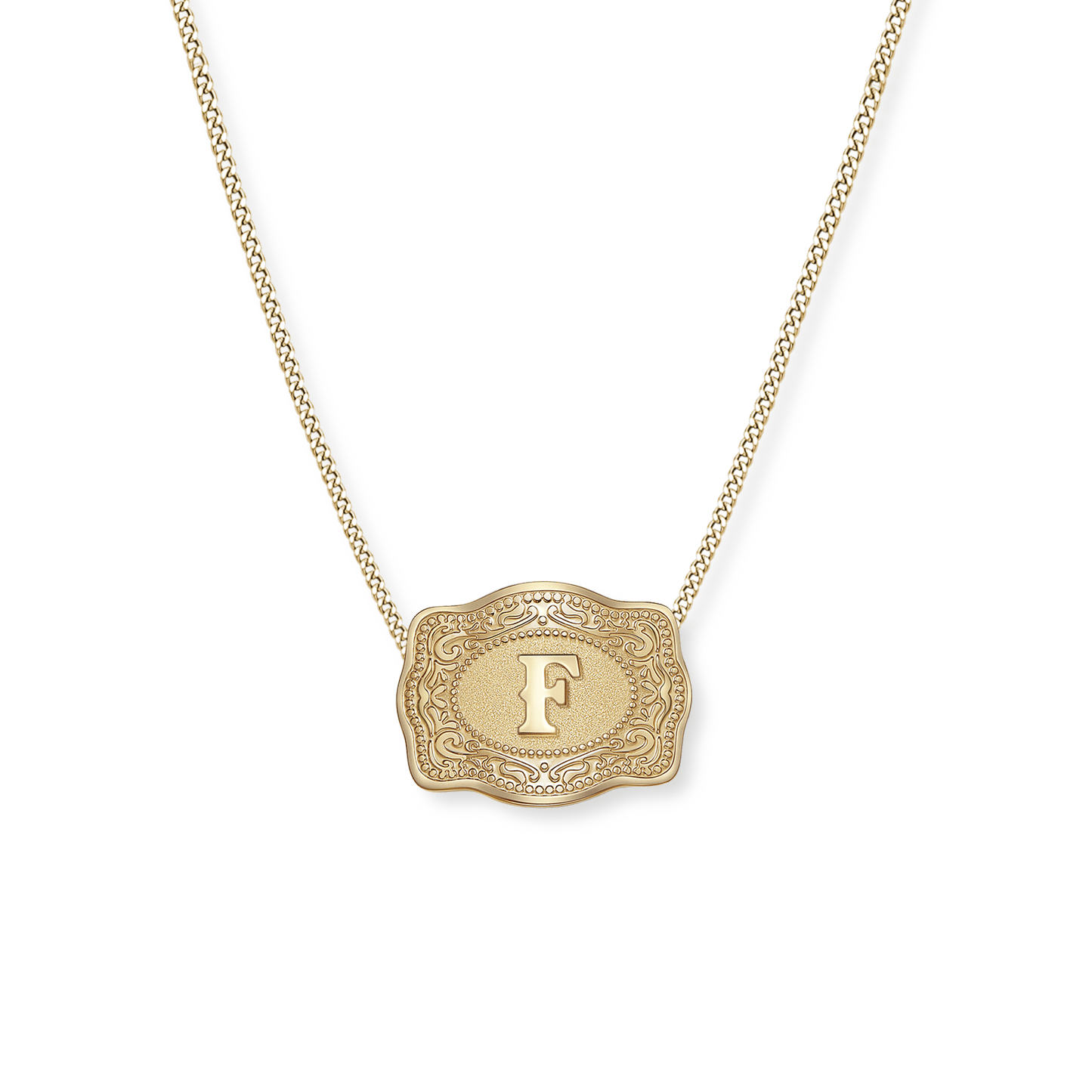 SpurWest Mini Belt Buckle Necklace (Initial) - Gold