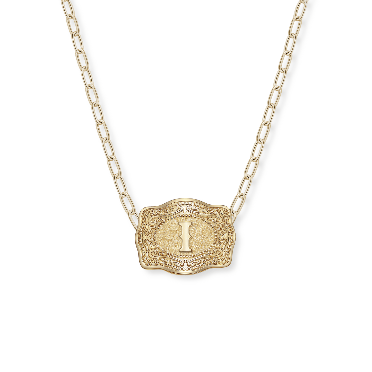 SpurWest Mini Belt Buckle Necklace (Initial) - Gold