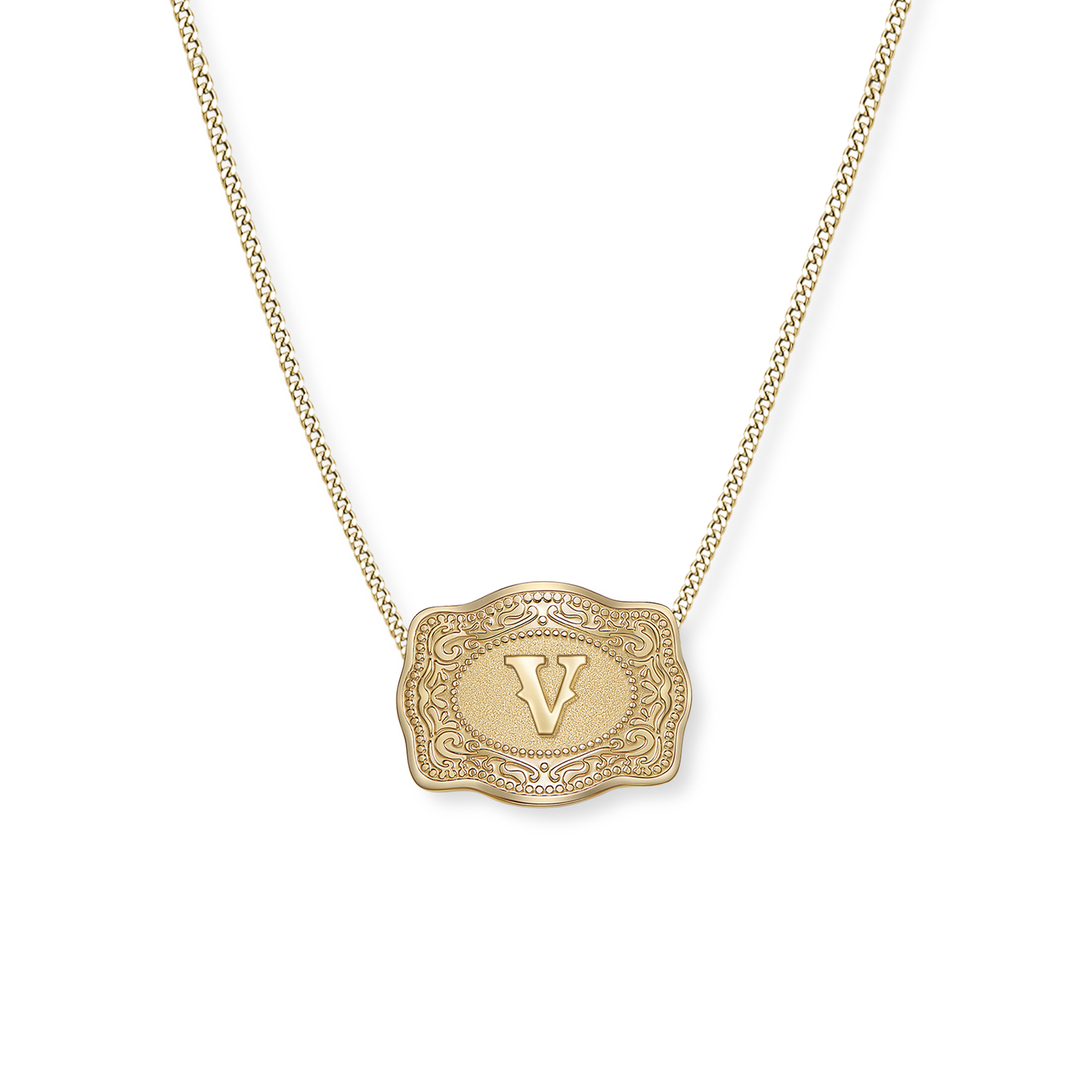 SpurWest Mini Belt Buckle Necklace (Initial) - Gold