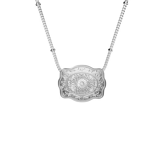 Mini Belt Buckle Necklace (Amelia Rose) - Silver