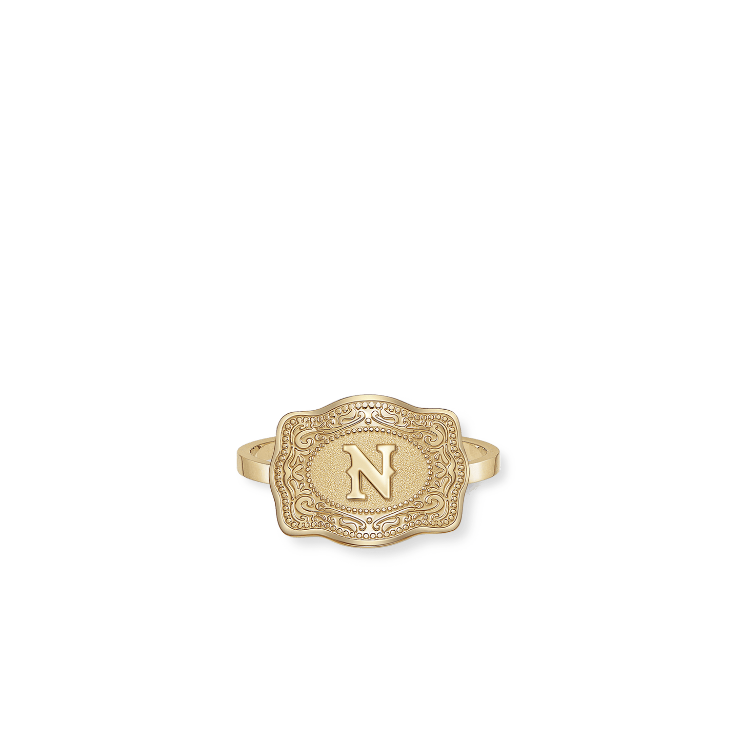 Mini Belt Buckle Ring (Initial) - Gold